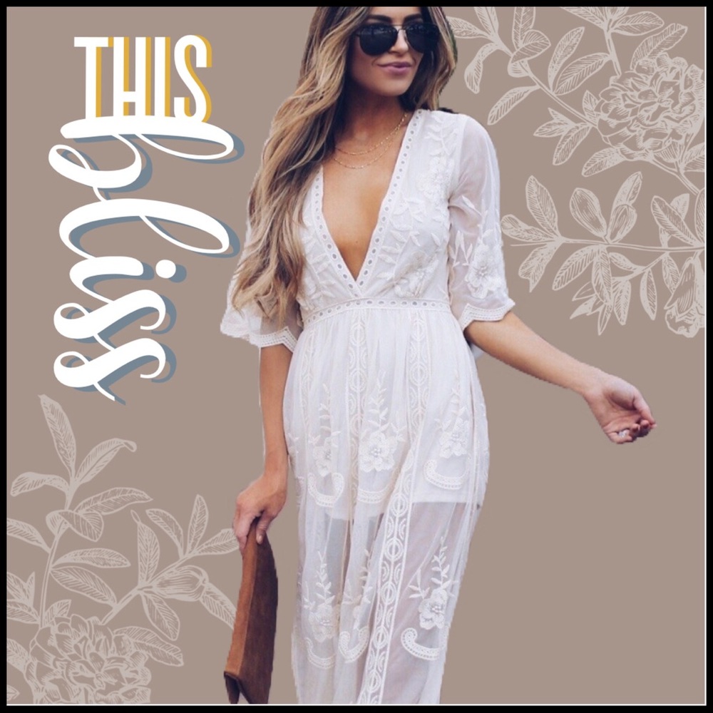 Deep-V Maxi Romper-White